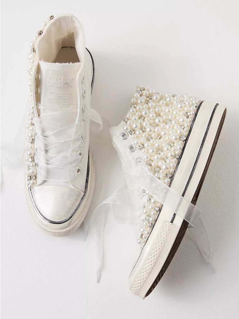 NAN-KU Couture Pearl Crush Hi Top Sneakers Free People